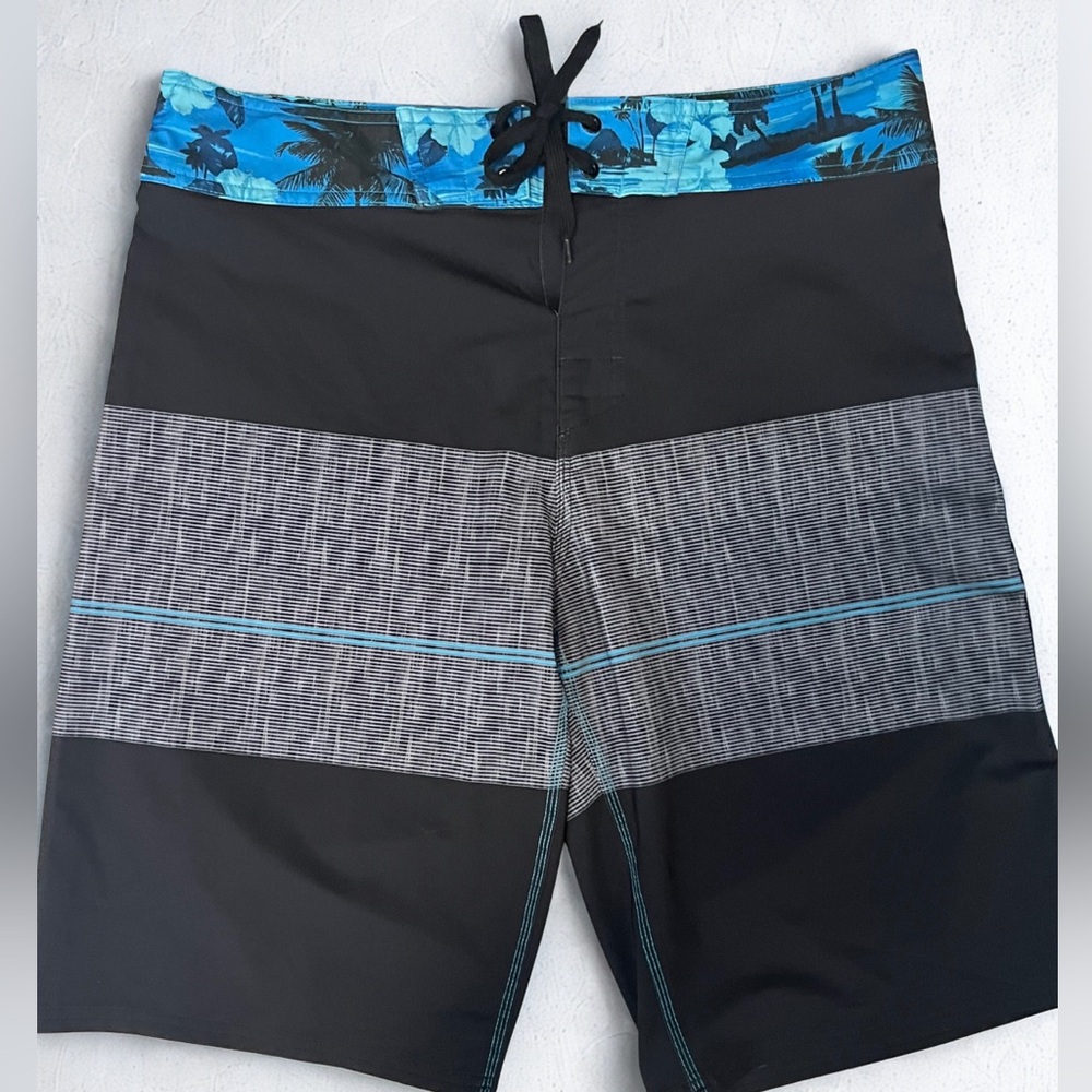 Burnside Tropical Black and Blue Board Shorts